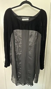 Alberta Ferretti Dress Black Women's Velvet Chiffon Silk Size 14 - Picture 1 of 10