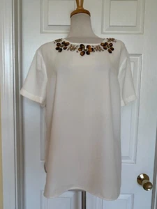 ANN TAYLOR cremefarbenes Perlen Blusentop Gr. XL - Bild 1 von 8