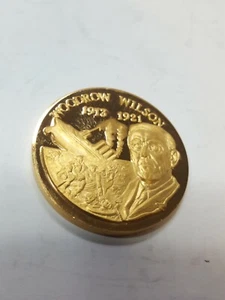 Wittnauer. Medalla President Woodrow Wilson oro 24K EP sobre plata de ley 40 mm - Imagen 1 de 2