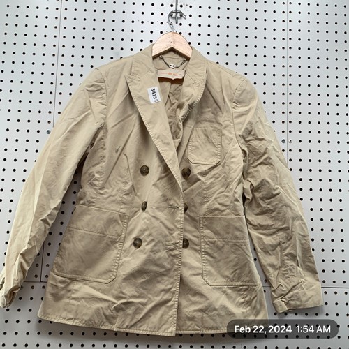 Giacca blazer donna Tory Burch kaki TAGLIA 8 beige marrone business casual 18X27