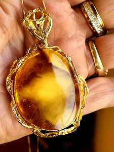14K Gold Filled Genuine Vintage Baltic Amber Necklace Butterscotch  Polish 老琥珀 - Picture 1 of 12