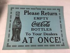 Vintage Coca-Cola Advertising sign Blue - Please Return Empty Coca-Cola Bottles