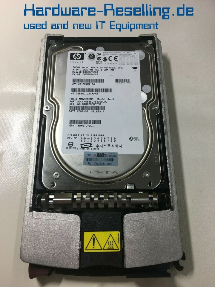 HP BD30089BBA MAW3300NC 365695-009 300GB 10K RPM 3,5 " SCSI 8MB Frame 404670-001 - Immagine 1 di 1