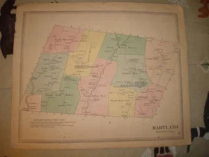 1869 HARTLAND HARTFORD COUNTY CONNECTICUT ANTIQUE MAP N - Picture 1 of 1