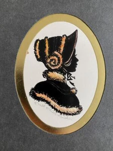 SILHOUETTE by ENID ELLIOTT LINDER EMBOSSED LADY IN BONNET Miss Henrietta - Picture 1 of 3