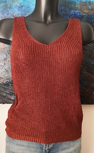 Top maille brique brillant sans manches CAROLL Taille 38 FR Très bon état - Picture 1 of 5