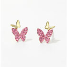 Pretty 925 Silver Plated,Gold Stud Earring Cubic Zircon Butterfly Party Gift