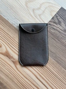 Men's Vintage Brown Faux Leather Pocket Protector With Button Down Flap. - Picture 1 of 3