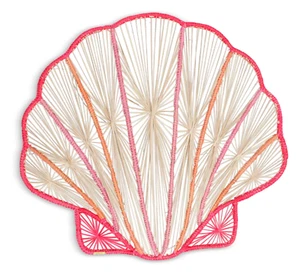 MERCEDES SALAZAR OCEAN SHELL PLACEMAT NATURAL RAFFIA 15" PINK 2PCS HAND MADE NEW - Picture 1 of 6