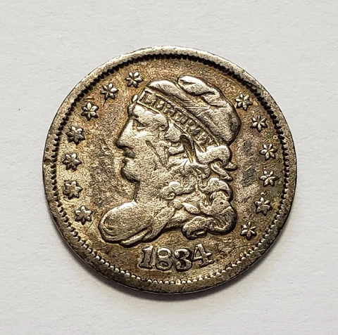 1834 H10c Capped Bust Silver Half Dime - VF - SKU-Y5468 Cover