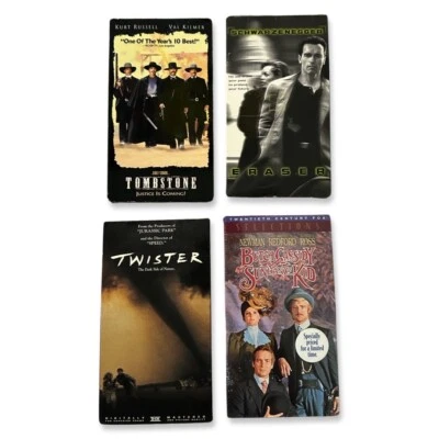 Lot of 4 Classic Action Drama VHS Tombstone, Eraser, Twister, And Butch Cassidy - Imagem 1 de 4