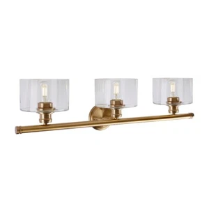 Forte Lighting Zane 3 Light 33.5" Bath Vanity, Soft Gold/Clear - 5748-03-12 - Picture 1 of 1