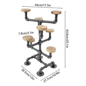 Industrial 4-Tier Hat Display Stand with 8 Round Hangers - Black - Picture 1 of 12