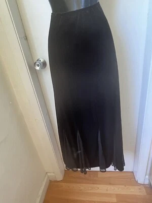 MSK womens size 16 Maxi Skirt Black Velour Pull On Flowy Modest elastic solid - Image 1 of 4