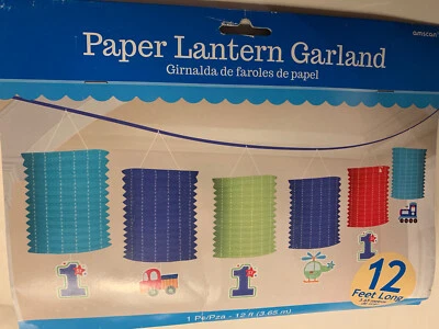 1st Birthday Party Boy Decoration Lantern Garland Vehicle Train Truck Multicolor - Image 1 of 4