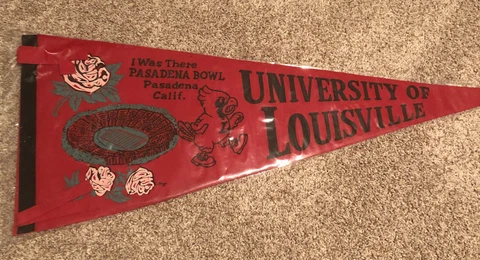 University of Louisville Cardinals Football Felt Pennant Original 1970 Rose Bowl Cover