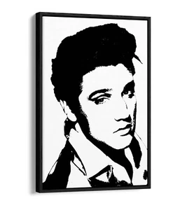 ELVIS PRESLEY KING OF ROCK - WANDBILDDRUCK AUF LEINWAND MIT SCHWEBEFFEKT - SCHWARZ & WEISS - Bild 1 von 12