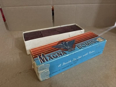Vintage Magna Dominoes No.225 Double Six Set Original Box Milton Bradley - Image 1 of 4