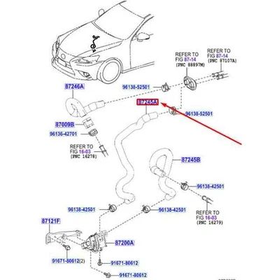 LEXUS IS MK3 HEATER WATER INLET HOSE A 8724530C30 NEW GENUINE - Image 1 of 2