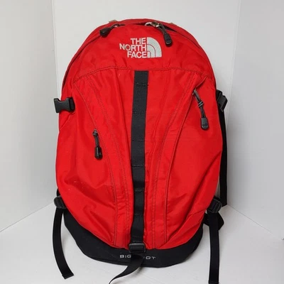 Mochila Bolso Vintage North Face Big Shot Rojo Negro Lona Senderismo Aire Libre Camping Foto 1 de 4