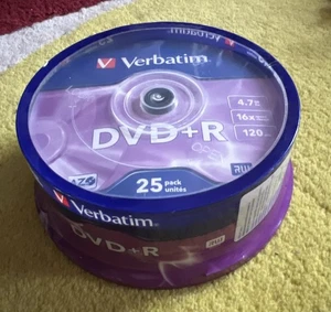 Verbatim DVD+R Discs, 4.7GB, 16x, Spindle, Silver, 25/Pack NEW & SEALED - Afbeelding 1 van 4