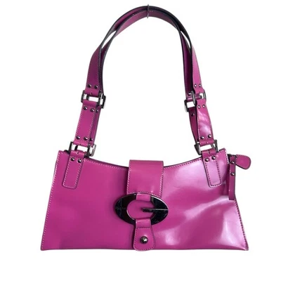 Vintage Y2K Guess Pink Patent Leather Shoulder Bag G Logo Buckle Purse 2000s - Image 1 of 4