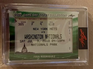 Boleto Leaf NATIONALS vs Mets Game Day MLB 2022 3/07/2010 IVAN RODRIGUEZ - Imagen 1 de 2