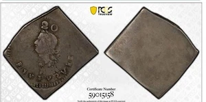 1709 TOURNAI 20 SOL SILVER COIN KM-8 SIEGE, KLIPPE PCGS VF20 - Picture 1 of 4
