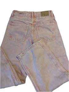 Zara Girls Size 11-12 Pink Denim Jeans WIDE Leg Adjustable Waist Distressed - Picture 1 of 14