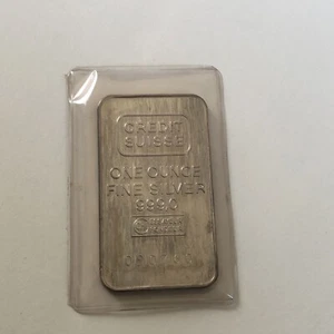 Credit Suisse One Ounce Fine Silver Bar 999,0 Essayeur Fondeur SEALED  - Picture 1 of 3
