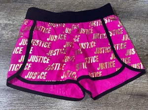 Justice Sz 10 Gold Fushia Black Sz 20 Logo Athletic Shorts  - Picture 1 of 4