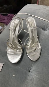 Silver Metallic April Heels - Picture 1 of 5