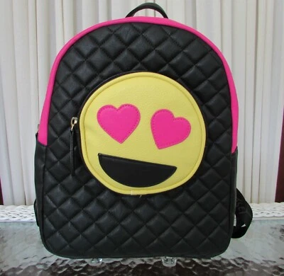 Mochila Luv Betsey Johnson Kitsch Emoji Smiley Hearts LBSMILBK NUEVA CON ETIQUETAS Foto 1 de 4