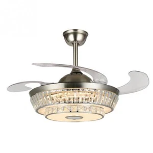 Modern 7 Color Crystal Light and Bluetooth APP Control Ceiling Fan Lamp - Picture 1 of 8