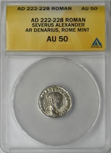 222-228 Rome Severus Alexander AR Denarius Rome Mint ANACS AU50 - ✪COINGIANTS✪ - Picture 1 of 2