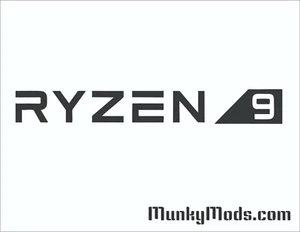 AMD Ryzen 9 Logo Computer PC Case Window Applique Vinyl Decal (Color Choices) - Foto 1 di 3