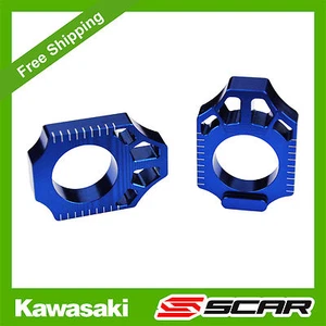 AXLE BLOCKS KAWASAKI KX KXF 125 250 450 KX125 KX250 KX250F KX450F BLUE SCAR - Picture 1 of 3