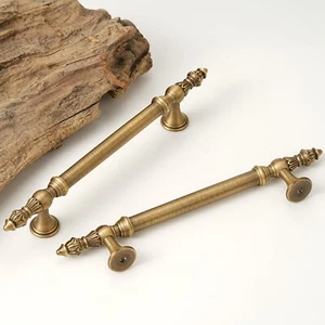 Solid Brass Cabinet Pulls 5" Hole Space Drawer Pulls in Antique Brass - Picture 1 of 8