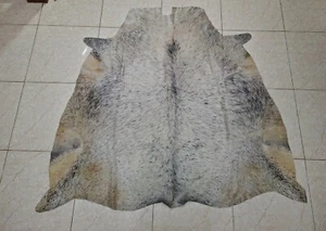 Black White Speckled Cow Hide Rug Real Natural Spotted Cowhide Rug 4ft x 4.5ft - Picture 1 of 3