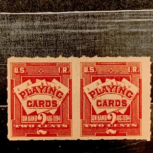 53729 US Stamp revenue BOB Playing Card 1894 RF1 2c MHROG Very Fresh Color Pair - Picture 1 of 2