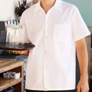 CHEF WORKS COOK SHIRT White Short Sleeve Work XL,M,S - Picture 1 of 3