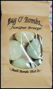 *NEW* Handmade 'Juniper Breeze' Relaxing Bathbombs(5)! Bag O' Bombs! 15 oz - Picture 1 of 1