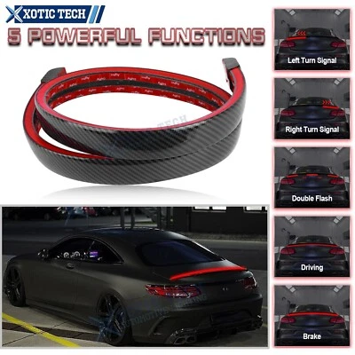 Carbon Fiber LED Car Tail Brake Light Strip Rear Spoiler Lip Trim 130CM Length - Image 1 of 4