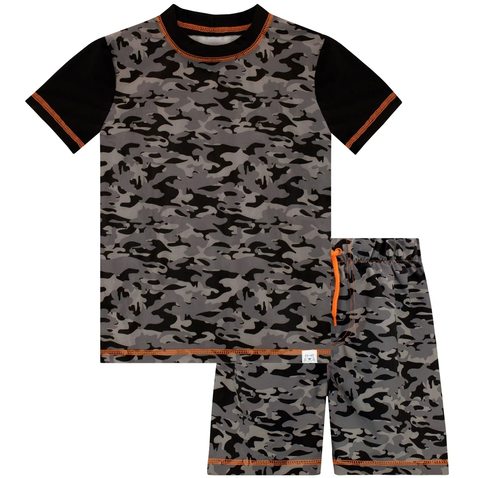 Camouflage Swim Set Kids Boys 5 6 7 8 9 10 11 12 13 Years Swimwear Grey Black