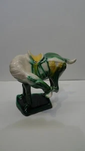 Vintage Chinese Tang Dynasty Drip Style Glaze Ceramic War Horse 4 1/2'' - Picture 1 of 6