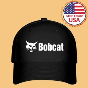 Bobcat Tractor Bob Cat Crane Men's Black Baseball Cap Hat Adult Size S/M & L/XL - Picture 1 of 3
