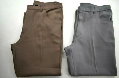 2 Vintage John Blair Men Tan Gray Flat Front Straight Leg Chino Dress Pants 38S - Image 1 of 4