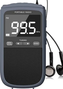 AM FM Walkman Radio:900mAh Rechargeable Portable Transistor Pocket Radio Grey - Picture 1 of 7