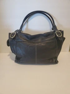 Tignanello schwarz Echtleder Schultertasche Handtasche Geldbeutel groß Reißverschlusstaschen - Bild 1 von 6