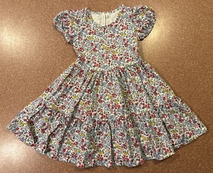 Janie And Jack Floral Twirl Dress Puff Short Sleeves Girls 5 - Picture 1 of 9